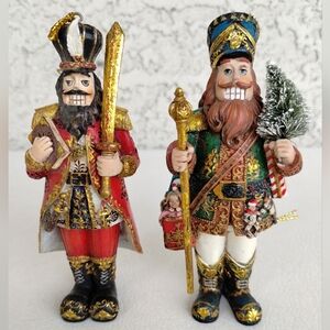 2 Nutcracker Tree & Sword Ornament 2007 Retired 5Inch Roman Inc Christmas Wishes